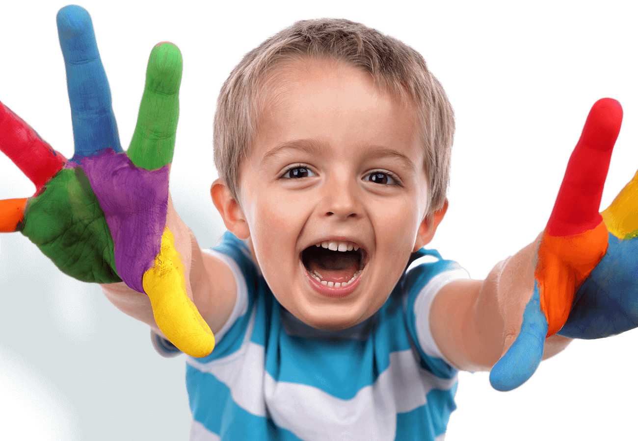 kids klubs about us page banner photo, boy with hands painted