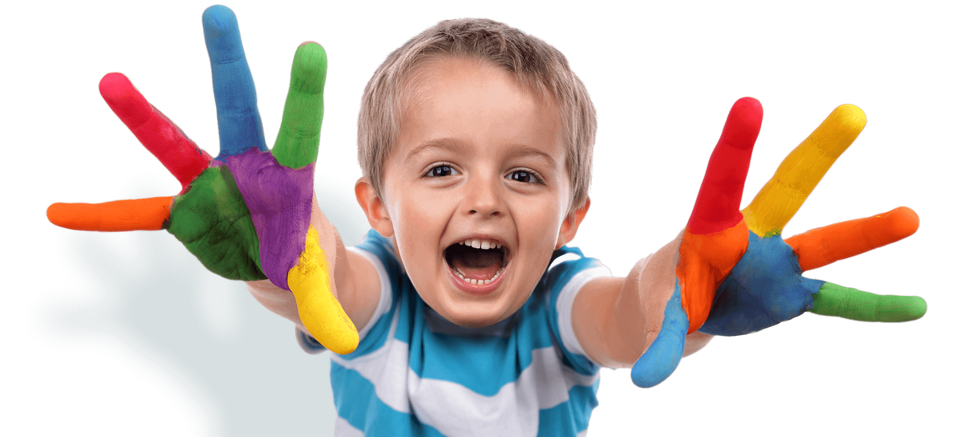kids klubs about us page banner photo, boy with hands painted